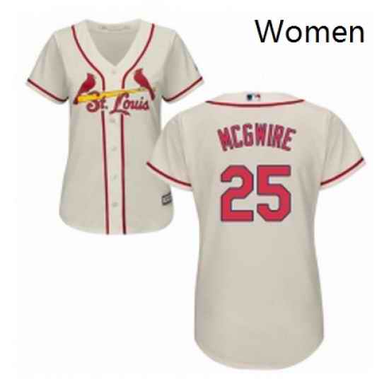 Womens Majestic St Louis Cardinals 25 Mark McGwire Replica Cream Alternate Cool Base MLB Jersey